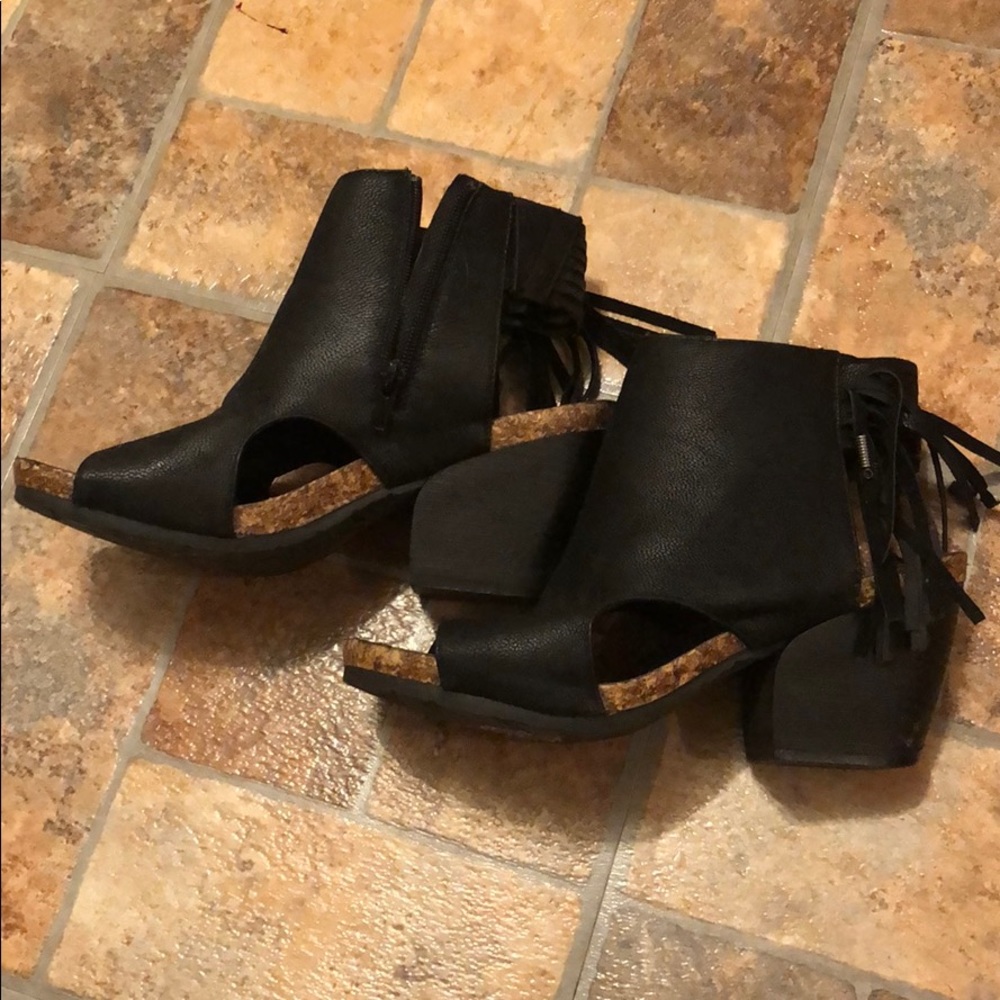 Black peep toe booties